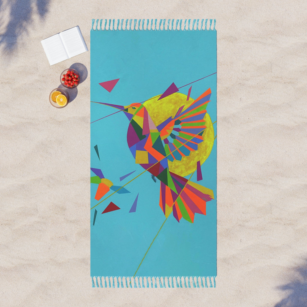 Boho Beach Towel Hummingbird