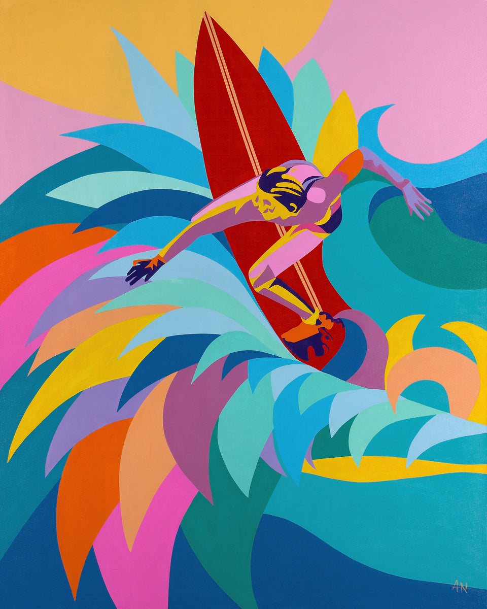 The red surfboard (Wood, Metal, Canvas prints)